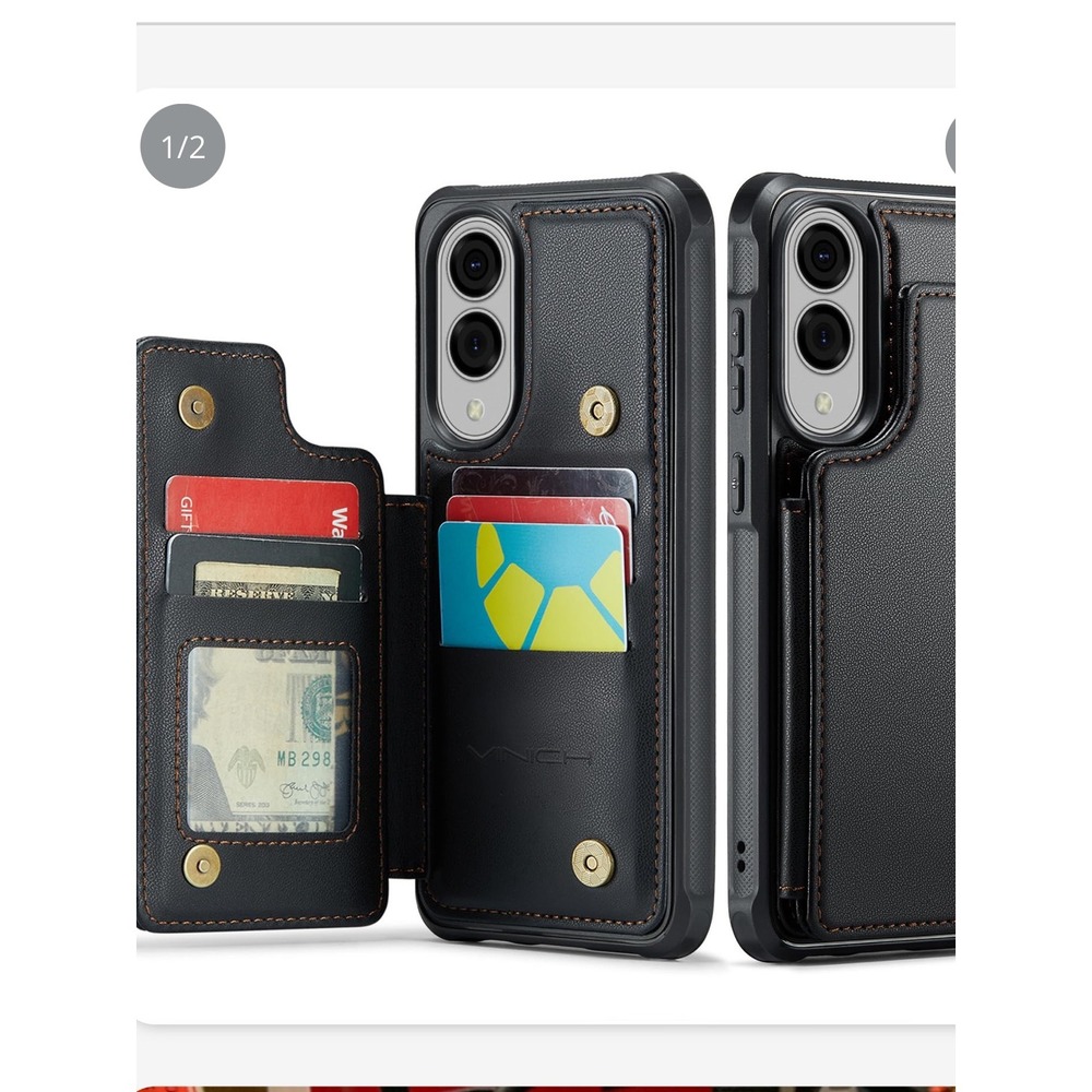 Vinich Samsung Galaxy S25 Edge‎ Wallet Case Card Holder Kickstand Black